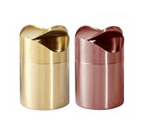 Genérico Mini Waste Basket - Tabletop Garbage Can for Countertop | Stainless Steel Gold Copper Color, Swing Lid Bin 1.5L Capacity, Food Waste Holder, Stylish Desk Kitchen