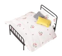 Genérico Miniature Bed - 1:12 Scale Wrought Iron Model, Vintage Double Doll Bed Set | Small Iron Frame Furniture for Kids Boys Girls Teens Pretend Play Indoor Display Doll House Collection