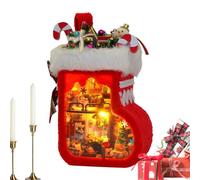 Genérico Miniature House Kit - LED Christmas Stocking DIY Crafts Decoration