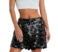 Genérico Minifaldas de Lentejuelas para Mujers, Cintura Alta, con Purpurina, para Mujer