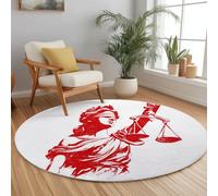 Genérico Minimalismo Alfombra Redonda 80 cm Alfombra Redonda, Logo Dama De La Justicia Suave Y Antideslizante Beige Lavable A Máquina Alfombras para Sala Comedor Habitacion Juvenil