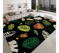 Genérico Minimalismo Alfombras Salon Hojas Dibujadas A Mano 120 x 170 cm Alfombra Suave Antideslizante Lavable, Negro Modernas de Interior Alfombra - para salón Dormitorio Comedor
