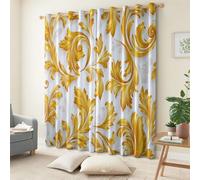 Genérico Minimalismo Cortinas Opacas 2 Piezas 75An x 166Al cm Patrón Barroco, Beige Cortinas Opacas con Ojales Aislantes Térmicos, para Sala De Estar Dormitorio Cocina