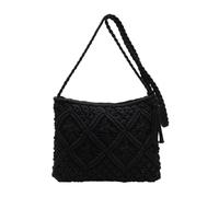 Genérico Minimalist Tassel Women's Clutch, Minimalist Tassel Women's Clutch, Handwoven cotton rope Shoulder Bag, Stylish Summer Woven Bag (Black,One Size)