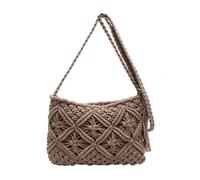 Genérico Minimalist Tassel Women's Clutch, Minimalist Tassel Women's Clutch, Handwoven cotton rope Shoulder Bag, Stylish Summer Woven Bag (Brown,One Size)