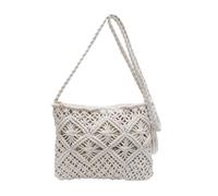 Genérico Minimalist Tassel Women's Clutch, Minimalist Tassel Women's Clutch, Handwoven cotton rope Shoulder Bag, Stylish Summer Woven Bag (White,One Size)
