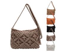 Genérico Minimalist Tassel Women's Clutch - Retro Cotton Rope Woven Bag,2025 Stylish Summer Woven Bag,Vacation Boho Beach Purse (Brown)