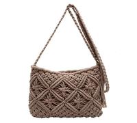 Genérico Minimalist Tassel Women's Clutch,Retro Cotton Rope Woven Bag,Vacation Boho Beach Purse (Brown)