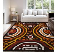 Genérico Minimalista Abstracto Moderno Patrón Alfombra para Salón 120 x 180 cm Naranja Negro Pelo Corto Súper Suave Alfombra Lavable para Dormitorio y Sala, No Desprende Pelusa y Fácil de Limpiar