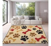 Genérico Minimalista Lindo Hueso Huellas de Pata Alfombra para Salón 80 x 120 cm Beige Pelo Corto Súper Suave Alfombra Lavable para Dormitorio y Sala, No Desprende Pelusa y Fácil de Limpiar