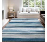 Genérico Minimalista Sereno Arte Textura Alfombra para Salón 160 x 230 cm Azul Blanco Pelo Corto Súper Suave Alfombra Lavable para Dormitorio y Sala, No Desprende Pelusa y Fácil de Limpiar