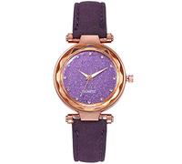 Genérico Mira Face Starry Sky Frosted Silver Pink Diamond Watch Belt Ladies Women's Watch Gorro Índigo Reloj Choque Destornillador (Purple, One Size)