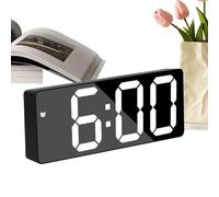 Genérico Mirror Alarm Clock, LED Display with Large Numbers and 2 Modes, Modern Decorative Timepiece for Bedroom Living Room Apartment Dorm Home Interior Setup