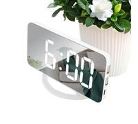 Genérico Mirror Clock, Led Modern Digital Clocks, Auto Brightness Display, Electronic Timepiece, Aesthetic Makeup Mirror for Desk Dorm Study Classroom College Senior Teen, 6.22x0.59x3.07 Inches