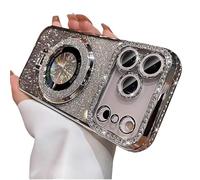 Genérico Mirror Kickstand Glitter Diamond Case for iPhone 17/ Pro MAX/Air, Camera Lens Protector Compatible with Magsafe, Magnetic Stand Holder (14PLUS,Silver)