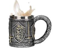 Genérico Mittelalterlicher Ritterbecher - Krugbecher Aus Edelstahl | 450 Ml Trinkgeschirr Im -Templer-Rüstungsdesign, Vintage-Bierkrug, Kaffee-Tee-Getränkehalter, Sammler-Fantasie-Geschenk Für Das H