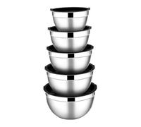 Genérico mixer bowl, Compatible con LMETJMA, juego de 6 tazones for mezclar con tapas y bases antideslizantes de acero inoxidable,for baking & cooking(Black)
