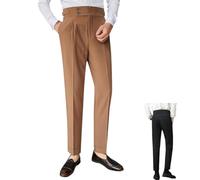 Genérico Mixgent Pants for Men,Men's High Waisted Old Money Pleated Pants,Slim Fit Dress Trousers for Men