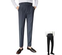 Genérico Mixgent Pants for Men,Men's High Waisted Old Money Pleated Pants,Slim Fit Dress Trousers for Men