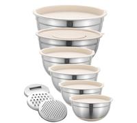 Genérico Mixing Bowls Set - 11.02 Inch Stainless Steel Serving Bowls | Large Salad Bowl- 5 Bowl 3 Graters 6 Lids Leakproof Design for Indoor Outdoor Cooking and Food Prep
