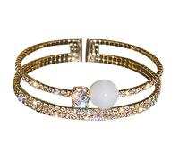 Genérico Mm 4 Perla 4 Pulsera Anillos Pulsera Brillante Temperamento Diseño Joyería Mujer Para Y Pulsera Clásica, talla única, Metal, No es una piedra preciosa