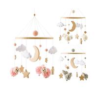 Genérico Mobile for Crib - Decorative Pendant, Bohemian Nursery Hanging | Neutral Aesthetic Bassinet Bed Ornament, Multifunctional Infant Visual Sensory Toy with Wooden Hoop for Boys Girls Room