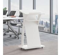 Genérico Mobile Lectern Podium Stand with Wheels, Solid Wood Portable Pulpit for Church, Reception Desk, Speech Table, Conference Room
