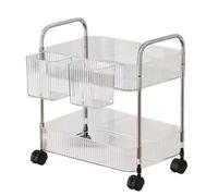 Genérico Mobile Utility Bin - Lucite Rolling Shelf for Studio | See-Through Tier Tray with Braking Casters, Modern Lucent Carriage Stand for Bathroom, Dorm, Bedroom, Pantry, Craft and Salon