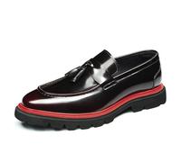 Genérico Mocasines Hombre con Borlas Elegantes Mocasines Hombre Business Casual Zapatos Elegantes Hombre Suela Gruesa Premium para Oficina Viajes Y Eventos,Rojo,43 EU
