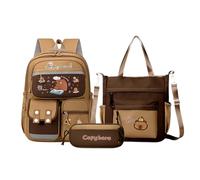 Genérico Mochila Capibara Para El Colegio | Bolso Escolar Lindo Con Banda Reflectante,Bolso Bandolera Con Estuche Para Lápices De Gran Capacidad Para Viaje, Picnic, Juventud, Niños, Graduación,