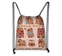 Generico Mochila Capibara | para libros con cordón - de gimnasio impermeable, para niños mujeres hombres gimnasio playa entrenamiento escuela viajes, A., Consulte la descripción