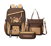 Genérico Mochila Capybara Conjunto | Capybara Mochila Mochil Juego De Bolsas De Lápiz, Que Incluye Bolsas Escolares, Bolsass De Cuerpo Cruzado Y De Tutoría, De Dibujos Animados Para Niños Mochi