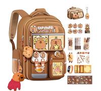 Genérico Mochila Capybara, Mochila Impermeable De Gran Capacidad Capybara Stuff, M-ochila Con Motivos De capiba-ras Y 25 Accesorios, M-ochila De Viaje Para Ordenador Portátil Para Niños Y Niñas