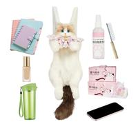 Generico Mochila con animales de peluche, con correa extraíble, mochila peluche gato realista | para uso diario escuela universidad trabajo viajes comisiones senderismo, Rosa, riferimento alla