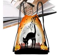 Genérico Mochila Con Cordón - Bolsa De Dulces De | Diseño De Gato De Calabaza De 13x16.9 Pulgadas | Truco O Trato Saqueo De Regalos | Bolsa De Regalo De Fiesta Espeluznante, Saco De Gimnasio Para Adu