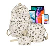 Genérico Mochila Con Lazo Para Niñas Adolescentes Set De Mochila De Y Bolsos Compartimento Espacioso Mochilas De Viaje Para Mujer Joven Para Escuela, Gimnasio, Paseo Y Ocio, Estilo Casual Cute