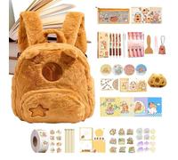 Genérico Mochila de Animal Capibara - Kit De Material Escolar Completo | Bolso de Capibara Divertido - Para Niñas Infantil Camping Cumpleaños Viaje Excursión Escuela Picnic Deporte Y Actividades