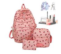 Genérico Mochila De Fresa | Conjunto De Mochila Para La Escuela | de Fresa con Bolígrafos y Monedero para Niños Niñas de Guardería Colegio Excursiones Diarias