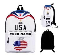 Genérico Mochila de fútbol 2026 personalizada con nombre Mochilas escolares diseño selección nacional para hombres mujeres jóvenes niños aficionados, regalo vuelta al cole viaje uso diario (U-sa)