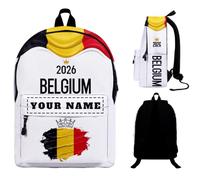 Genérico Mochila de fútbol 2026 personalizada con nombre Mochilas escolares diseño selección nacional para hombres mujeres jóvenes niños aficionados, regalo vuelta al cole viaje uso diario (B-elgium)