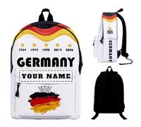 Genérico Mochila de fútbol 2026 personalizada con nombre Mochilas escolares diseño selección nacional para hombres mujeres jóvenes niños aficionados, regalo vuelta al cole viaje uso diario (G-ermany)