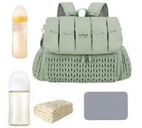 Generico Mochila de pañales, Mochila de pañales - Bolsas de maternidad impermeables,Bolsas de viaje de gran capacidad con cambiador, de maternidad impermeable para mamá, Verde, Consulte la