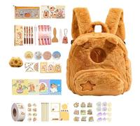 Genérico Mochila De Peluche Capibara,Kit De Material Escolar Completo | Mochila de Peluche Capibara | Para Niñas Infantil Camping Cumpleaños Viaje Excursión Escuela Picnic Deporte Y Actividades