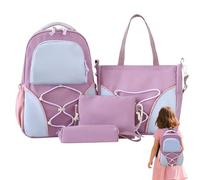 Genérico Mochila Escolar | Juego de 4 Bolsos para Libros,Estuche Mochila Cartulina Gran Capacidad para Universidad Chicas Adolescentes Material Escolar Libros Aula Compras Salidas Cortas