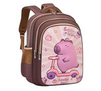 Genérico Mochila Escolar Ligera para niños, diseño de Dibujos Animados de Capibara, para niños y niñas, Uso Diario, fácil de Llevar, Duradera, de Gran Capacidad, jardín de (Purple, One Size)