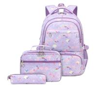 Genérico Mochila Escolar NiñA - Mochila escolar primaria con almuerzo lápices niñas tercero sexto diseño ergonómico capacidad niños siete once años