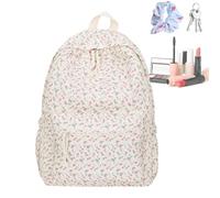 Genérico Mochila Floral: Sacos De Libros De Lienzo De 40 Cm De Gran Capacidad, Bolsa De Viaje De, Organizador De Almacenamiento Duradero | Girls For Wallet Tableta Libros De Laptop Teléfono
