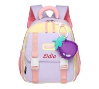 Genérico Mochila Guarderia Personalizada con Nombre Bordado, Mochila Infantil para Niñas y Niños con Correa De Pecho, Mochila Bebe Guarderia Ajustable 26cm*30cm para Guardería y Viajes (Morado)