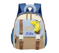 Genérico Mochila Guarderia Personalizada con Nombre Bordado, Mochila Infantil para Niñas y Niños con Correa De Pecho, Mochila Bebe Guarderia Ajustable 26cm*30cm para Guardería y Viajes (Azul)