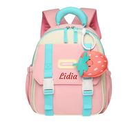 Genérico Mochila Guarderia Personalizada con Nombre Bordado, Mochila Infantil para Niñas y Niños con Correa De Pecho, Mochila Bebe Guarderia Ajustable 26cm*30cm para Guardería y Viajes (Rosa)